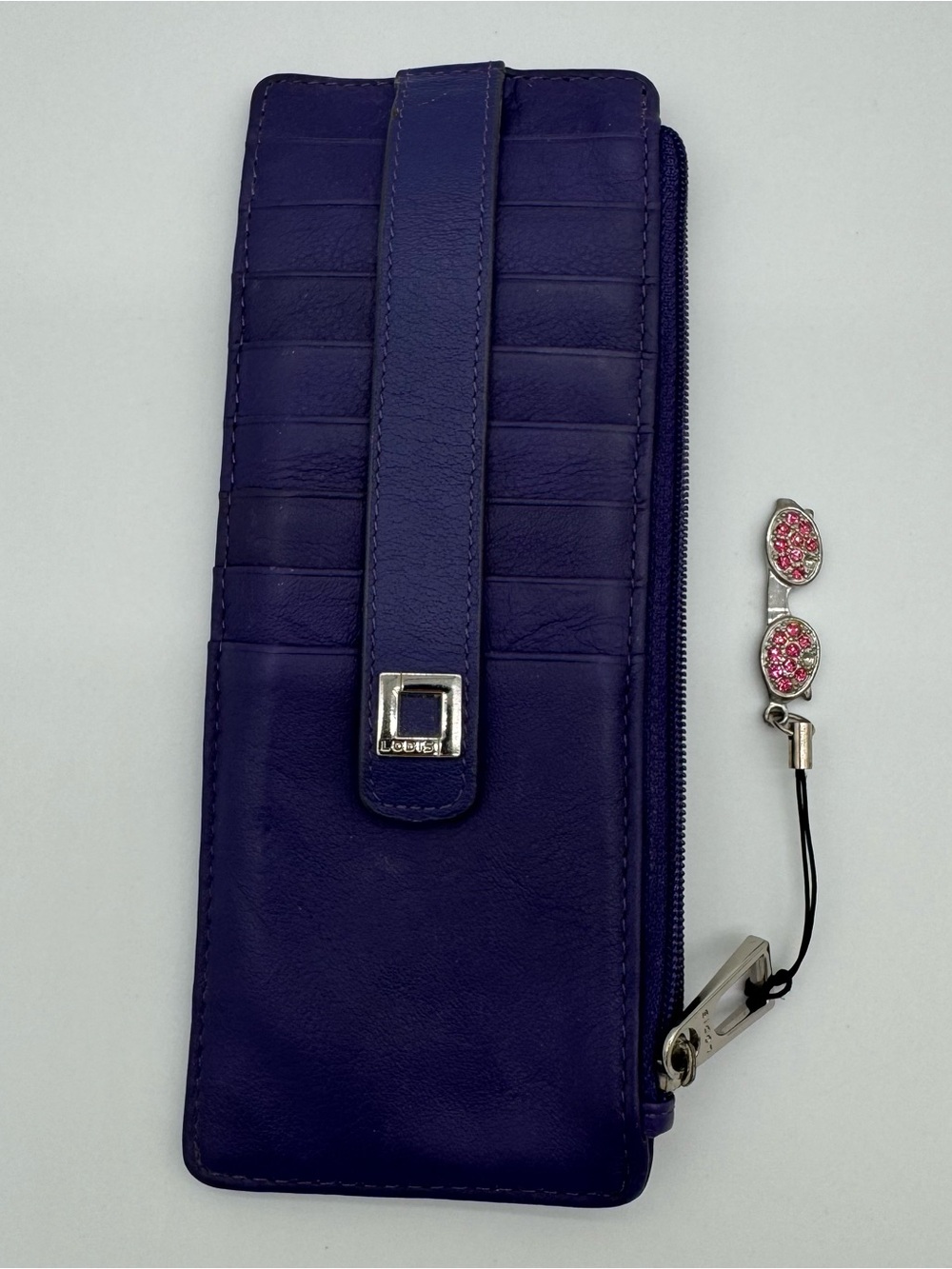 Lodis Julia Long Stacker Leather Card Case Slim, Sleek, Purple